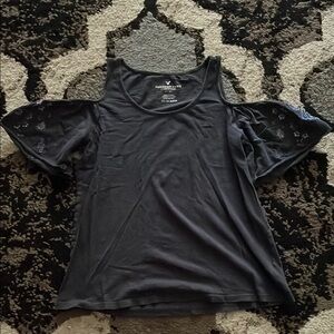 Black Cold Shoulder Top